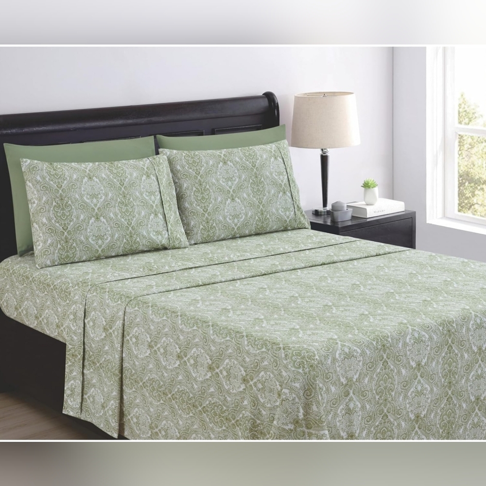 Paisley Queen Size Bed Sheets Set - 6PC Paisley Ultra Soft Microfiber Bes sheets